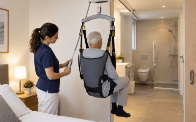 Grúa de techo para ir de la cama al baño: cómo funciona y cuándo merece la pena